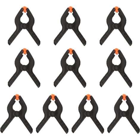 Lot de 10 pinces à ressort en nylon de 5,1 cm ,mini pinces à ressort en plastique noir en nylon pour toile de fond, papier mousseline, fond de photo, projets de travail et studios de photographie (1/5)