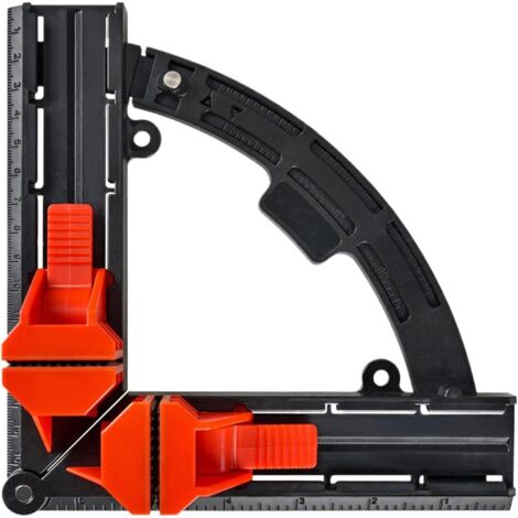 Pince de positionnement multi-angle noire, 17,8 cm x 17,8 cm, pince à angle droit réglable de 30 ° à 90 °, adaptée à l'assemblage d'étagères et d'armoires, dispositif de fixation robuste (1/5)
