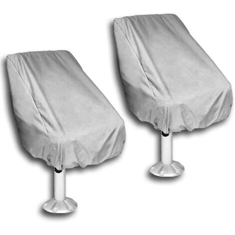 Lot de 2 housses de siège d'extérieur imperméables à l'eau et à la poussière pour chaise de capitaine, ponton, banc, chaise de gouvernail (56 x 61 x 64 cm) (1/5)