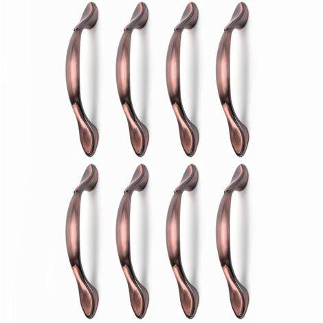 8 pcs Vintage Poignées de Porte de Meubles, Poignées d’Armoire Vintage en Forme d’Arc Poignée Tirer Meubles (Entraxe des trous 96 mm, bronze rouge) (1/5)