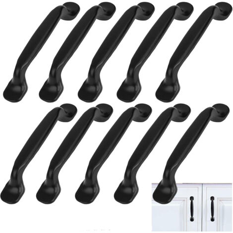 10 Pièces Poignée Meuble Noires, Poignée Entraxe 96 mm,Poignée De Meuble En Alliage Aluminium, Pour Meuble, Tiroir, Armoire, Commode, Placard De Cuisine Et Chambre (1/5)