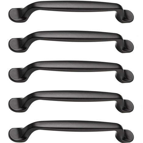 5 Pièces Poignée Meuble Noires, Poignée Entraxe 128mm,Poignée De Meuble En Alliage Aluminium, Pour Meuble, Tiroir, Armoire, Commode, Placard De Cuisine Et Chambre (1/5)