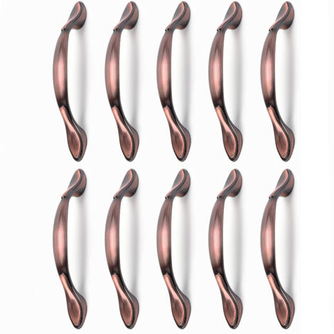 10 pcs Vintage Poignées de Porte de Meubles, Poignées d’Armoire Vintage en Forme d’Arc Poignée Tirer Meubles (Entraxe des trous 96 mm, bronze rouge) (1/5)