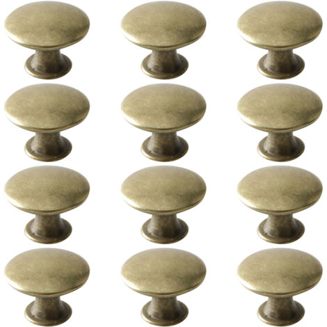 12 Boutons de Tiroir Vintage, Laiton Rond Poignée de Meuble Ancien, Metal Boutons de Placard Cuisine Salle de Bain, 30x21mm (1/5)