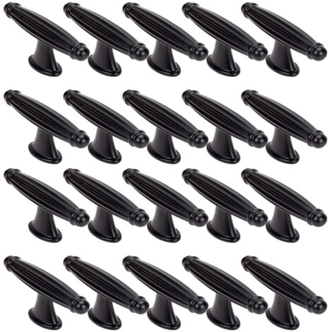 20 Pièces T Poignee de Meuble Vintage,Bouton de Porte de Placard Retro, Avec Armoires à Vis,pour portes d'armoire, commode, cuisine, buffet(Noir) (1/5)