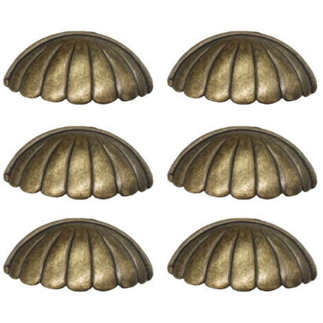 6 Pièces Poignée De Coquille, Laiton Bouton De Porte Poignée Forme De Coquille, Rétro Poignées De Meubles Pour Porte D'armoire Poignées De Porte De Cuisine