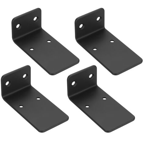 4 Pièces Equerre Etagere Murale, 90mm Support Etagere Murale , Supports d'étagères Flottants a L, Equerre Metal Noir, Support étagère Murale Fixation Etagere Invisible pour Étagères (1/5)