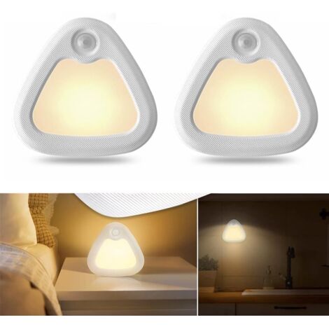 Veilleuse LED avec détecteur de mouvement, éclairage d'intérieur sans fil alimenté par batterie avec base magnétique, lumière LED jaune chaud (lot de 2) (1/5)