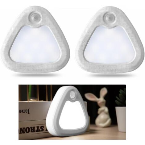 Veilleuse LED avec détecteur de mouvement, éclairage intérieur à détecteur de mouvement, éclairage LED sans fil alimenté par batterie, base magnétique, lumière LED blanche (lot de 2) (1/5)