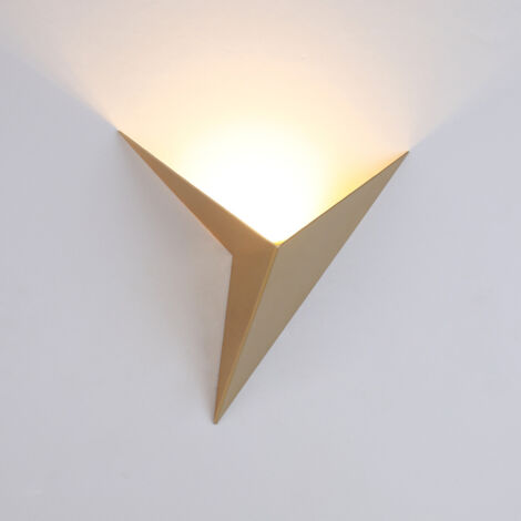 Mur LED Triangle Moderne Blanc Chaud 3000k Scoes Éclairage 3w Applique Murale Intérieure Contemporaine Créativité Fer Appliques Murales pour Escaliers Couloir Chevet Salon Allée, Gold (1/4)