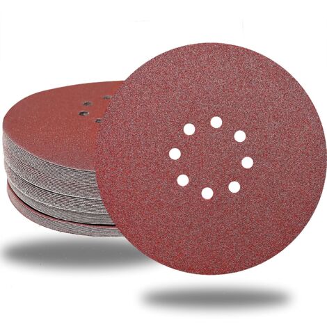 Yheonver Lot 30 Disques Abrasifs Auto-agrippants 95x185 Mm 8 Trous - Grain 80/120/180 - Papier Alumine Pour Ponçage Sec