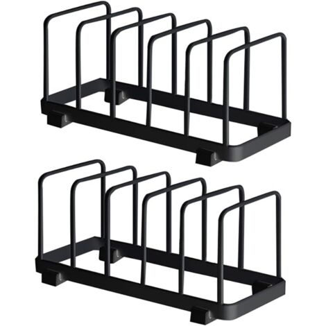 Assiette Organisateur, Égouttoir à Vaisselle, Supports à Assiettes, Organisateur d'Étagère à Assiettes, Rangement de Planche à Découper pour Cuisine Comptoir Placard (Noir, 2 Pièces) (1/4)