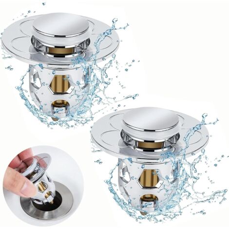 2 Pièces Bouchon de Lavabo Universelle Pop Up Bouchon de Vidage pour Lavabo, Filtre pour Evier Flitre de Vidange Anti-Bloqué(Orifice de Vidange 34-40mm) (1/5)