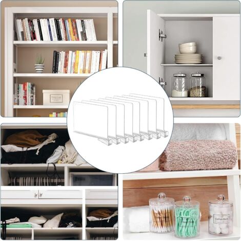 Lot De 8 Séparateurs D'Étagères En Acrylique Transparent - 30 X 20 Cm - Organisation Pratique Pour Armoire, Bibliothèque Et Chambre