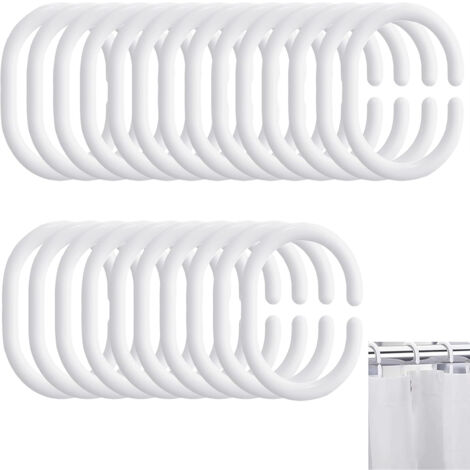 Lot de 24 crochets de rideau de douche en forme de C, anneaux de rideau de douche, clips de rideau, crochets de douche en plastique durable, utilisés pour rideaux de douche, rideaux et rideaux (1/5)