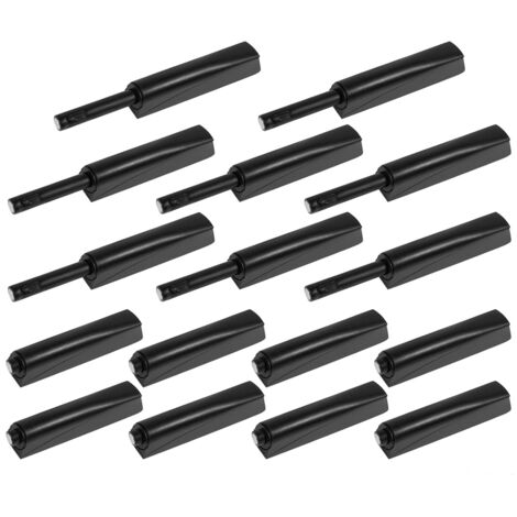 Lot de 16 amortisseurs de porte, Ouverture et fermeture faciles ,Utilisation polyvalente ,Push to Open,Pour armoires de cuisine, tiroirs, commodes,Noir (1/5)
