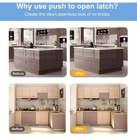 Poussoir Porte Placard Jiayi Lot De 2 Push To Open Aimant Poussoir Porte Push Pull Latch De Porte Open Pour Armoire Fermeture Systeme Meuble Porte Et Tiroir, Aimant Poussoir En Aluminium