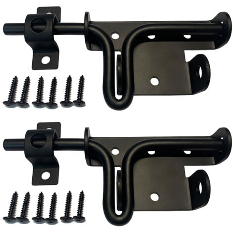 Verrous Loquet Porte à Boulon Coulissant Extérieur, Serrure de Porte avec Trou de Cadenas Inox Targette Loquet de Portail de Fermeture noir(2 articles)