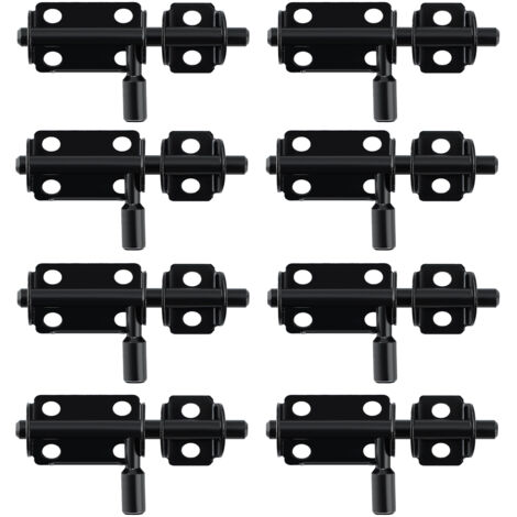 8pcs Verrou Porte Interieure, Loquet Porte Verrou Pratique, Loquet Porte Exterieur pour Armoire, Tiroir et Jardin, en Acier Inoxydable, Noir (1/5)