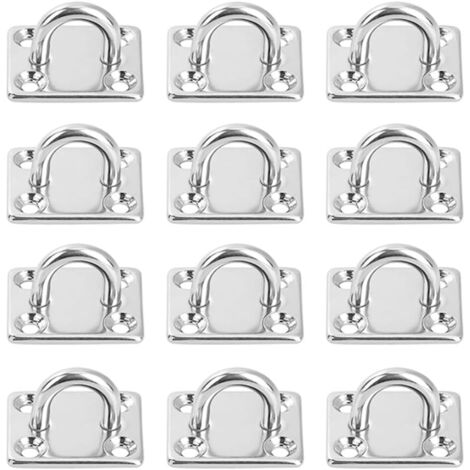 12 Pièces Crochets à œillet, Plaque à œil en Acier Inoxydable, Crochets de Plafond Muraux Acier Inox pour Bateau, Gréement de Yoga, Sangle d'entraînement, Balançoire, Hamac, Sac de Frappe (1/5)