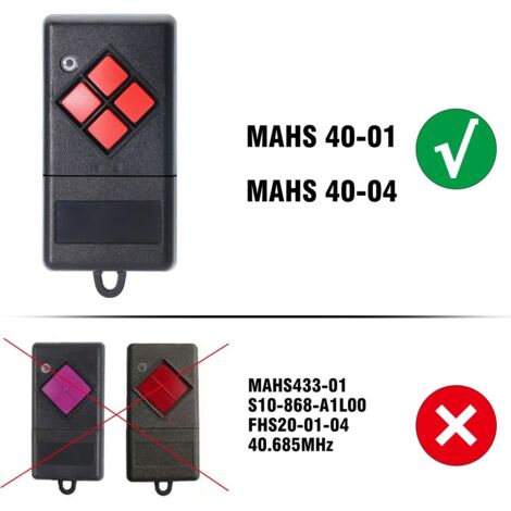 Draadloze afstandsbediening, garagedeur, 3 stuks vervangende afstandsbediening, compatibel met 40,685 MHz Dicket handzender MAHS40-01, MAHS40-04 afstandsbediening, 4 toetsen, rode knop