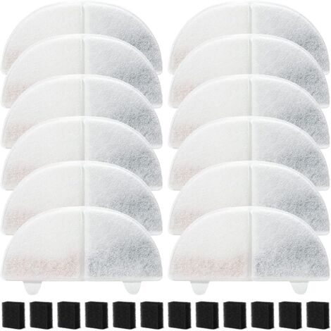 20 Packs Fontaine à Fleur Filtres pour Chat, Filtre à Charbon 10 pièces et Une éponge en Mousse 10 pièces pour 20dB 2L Fontaines à WF20 avec la résine et Charbon Actif