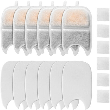 Filtres pour Fontaine, Lot de 6 Filtre Fontaine Eau Chat et 12 Mousses avec Actif pour Fontaine à Eau Chat 4L sans Fil pour FEELNEEDY pour YPD-C004