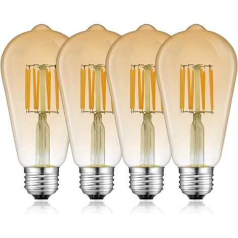 8W E27 ST64 Dimmable Ampoule LED en verre ambre e27 filament led vintage Blanc Chaud 2700K 220V équivaut à l’ampoule halogène 80W, pour maison, décoration, café, boutique, restaurant, etc (6pcs) (1/5)