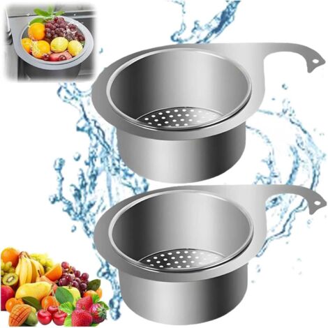 2PCS Passoire Évier Suspendue Anti-Bouchage - Panier Filtre en Acier Inoxydable 25 cm, Forme Cygne Amovible et Multifonctionnelle pour Aliments, Fruits et Légumes