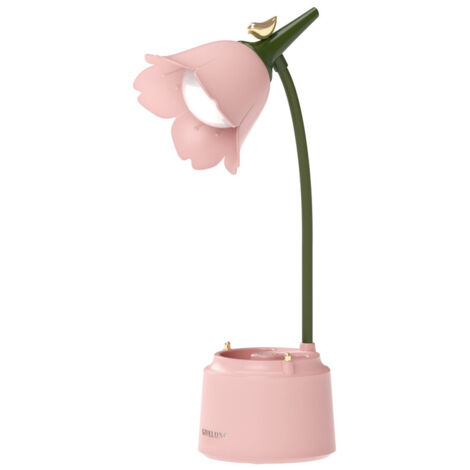 Lampe Fleur Sans Fil à Commande Tactile - Lampe de Bureau LED Dimmable, 3 Modes, Rechargeable USB - Protection des Yeux pour Enfant, Lecture et Apprentissage , Rose