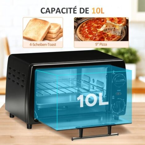 Four à Convection Réglable Mini Four PHSH 9L - Température Réglable 0-230°C, Minuterie 60 Min, Four à Convection - Compact Et Multifonction Pour Petite Cuisine Four économique Gain De Place
