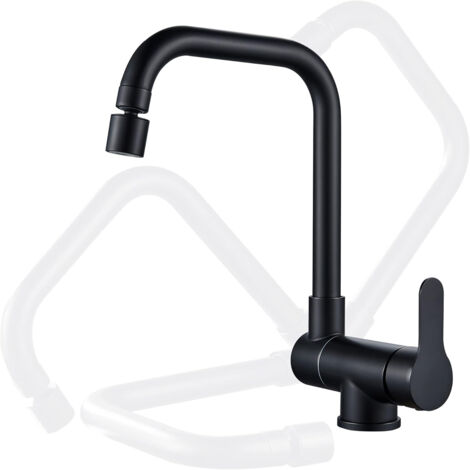 Robinet Cuisine Pliable – Rotatif 360°, 2 Modes Pulvérisation – Levier Unique – Noir (1/5)