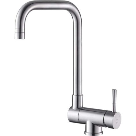 Robinet Cuisine Pliant – Bec Pivotant 360° – Laiton, Acier Inoxydable (1/5)