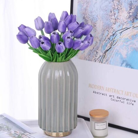 ZOLGINAH Fleur Artificielle Tulipe Fausse Fleur Matériel De Latex Vrai Toucher De Mariage Chambre La Famille Hôtel Fête Intérieur Salle d'étude Bricolage Décoration (1/5)