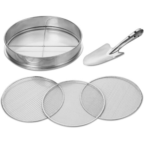 ZOLGINAH Tamis de Jardin, Tamis de Terre 3en1, Taille Ø 9mm/6mm/3mm, Outil de Jardinage Inoxydable, avec Pelle (1/5)