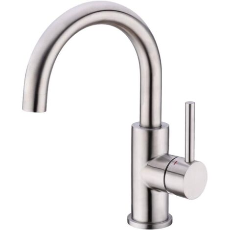 ZOLGINAH Robinet Salle Bain, Robinet Lavabo Pivotant à 360°, Mitigeur Lavabo à Bec Haut, Robinet pour Salle de Bain ou Petite Cuisine, Acier Inoxydable (1/5)