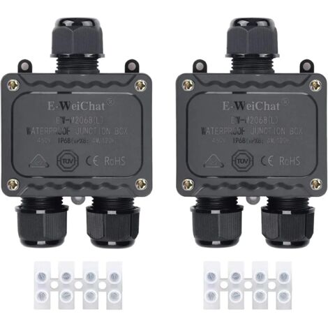 ZOLGINAH Boîte de dérivation étanche IP68 3 voies pour l'extérieur avec presse-étoupes pour petit boîtier électrique noir de Ø4mm-Ø14mm de diamètre pour l'extérieur lumière jardin piscine(2 Pcs) (1/5)