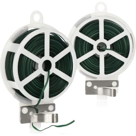 ZOLGINAH Fil végétal Vert 2X 50 mètres - Fil de Jardin gainé - Fil de Reliure pour Plantes avec Coupe-Fil - Support végétal (050m - 2 pièces) (1/5)