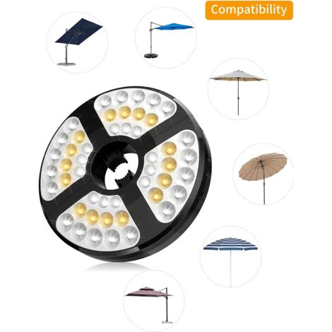 ZOLGINAH Lampes pour Parasol, 48 LED Rechargeable Lumiere de Parasol, avec 3 Modes d'Éclairage 72 Heures Luminaire LED Parasol sans Fil Réglable pour Parasol de Jardin Terrasse Patio Extérieure Tente (1/5)