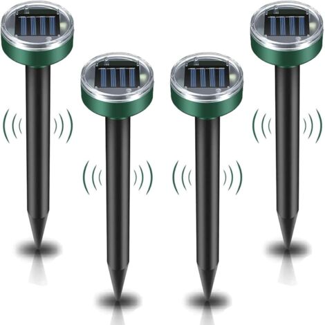 ZOLGINAH Répulsif solaire contre les taupes, 4 pièces répulsif à ultrasons contre les nuisibles - Lutte contre les taupes avec IP65 imperméable à leau, répulsif pour les taupes de jardin Mole Repellen (1/5)