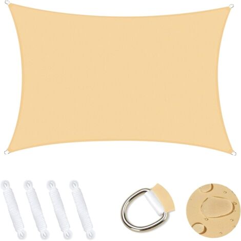 ZOLGINAH Voile d'ombrage Rectangulaire 4x5m, Abri de Jardin 95% UV Block Sunscreen Auvent Toile Ombrage Étanche Durable pour Extérieur Patio Jardin Cour Arrière Camping Piscine - Jaune Sable (1/4)