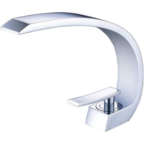 ZOLGINAH Robinet d'évier de salle de bain en chrome avec tuyau d'alimentation, robinet de lavabo monotrou à conception unique, mitigeur de lavabo (1/5)