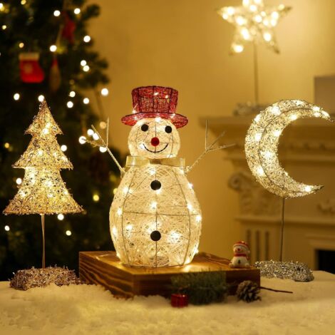 ZOLGINAH Lampe de Table Décorative en Forme de Bonhomme de Neige, Veilleuse de Noël avec Guirlandes Lumineuses LED à Piles, Lumière de Bureau pour Décoration de Maison Chambre Salon Chevet, Blanc (1/5)