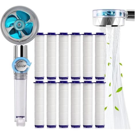 ZOLGINAH Douchette, Pommeau de Douche Anti Calcaire Economie Deau, Pommeau de Douche Helice Haute Pression Filtre à Trois Niveaux Système de Filtrage avec Filtre 12 Coton PP Remplaçable (1/5)