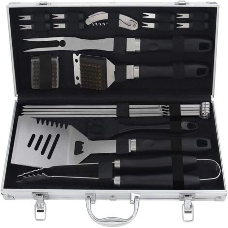 ZOLGINAH 20pc Set Barbecue, Accessoires de Barbecue en Acier Inoxydable à Usage Intensif dans Un boîtier en Aluminium - Ustensiles Complets Barbecue - Cadeau de Idéal pour Les Hommes (1/5)