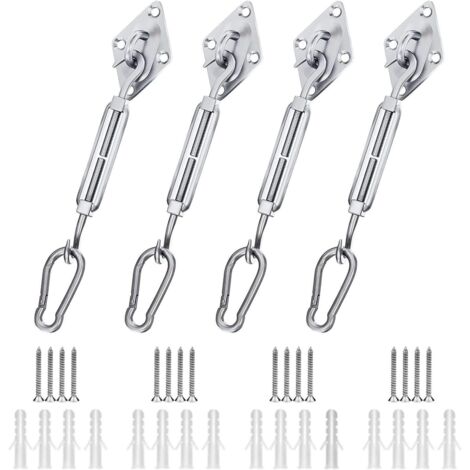Zolginah – Kit de fixation pour voile d'ombrage en acier inoxydable 304 – 44 pièces – Tendeurs réglables pour voiles triangulaires et rectangulaires