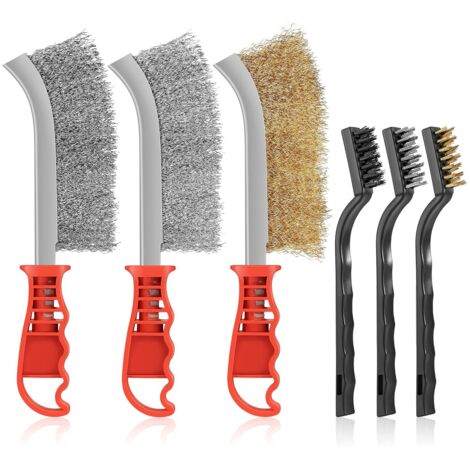 ZOLGINAH 6 Pieces Brosse Métalliques, Brosses Métallique à Main en Nylon Laiton Acier Inoxydable, Grande et Mini pour Bois, Nettoyage Scories de Soudage, L'élimination de Rouille (1/5)