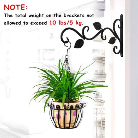 ZOLGINAH 2 Pièces Suspension Mural Crochet Plante avec Vis Support Crochet Plante Lanterne Mangeoires d'oiseaux Panier de Jardin en Métal pour Décoration de Jardin Balcon (Feuilles) (1/5)