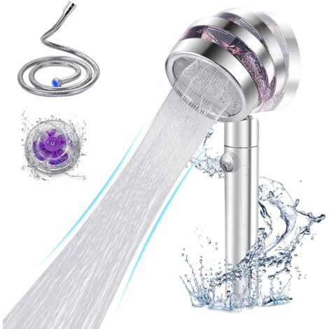 ZOLGINAH Pommeau de douche avec tuyau de 1,5 m, haute pression,2 types de jet avec interrupteur marche/arrêt, pommeau de douche à effet pluie avec économie d'eau, augmentation de pression pour plus de (1/3)