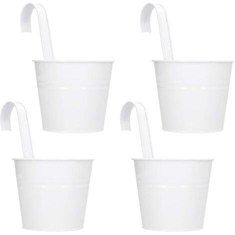 ZOLGINAH 4 Set Fleur Plante succulente Pot Mural Fer planteur Jardin Balcon Accessoire d¨tachable Crochets Conception(Blanc) (1/5)